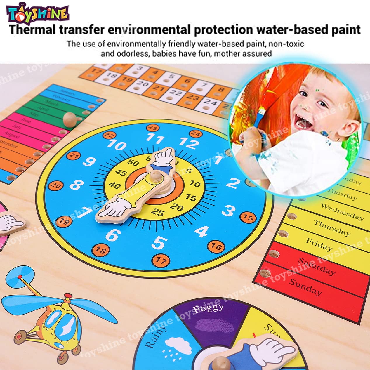 calendrier éducatif en bois interactif pour enfants - Image 2