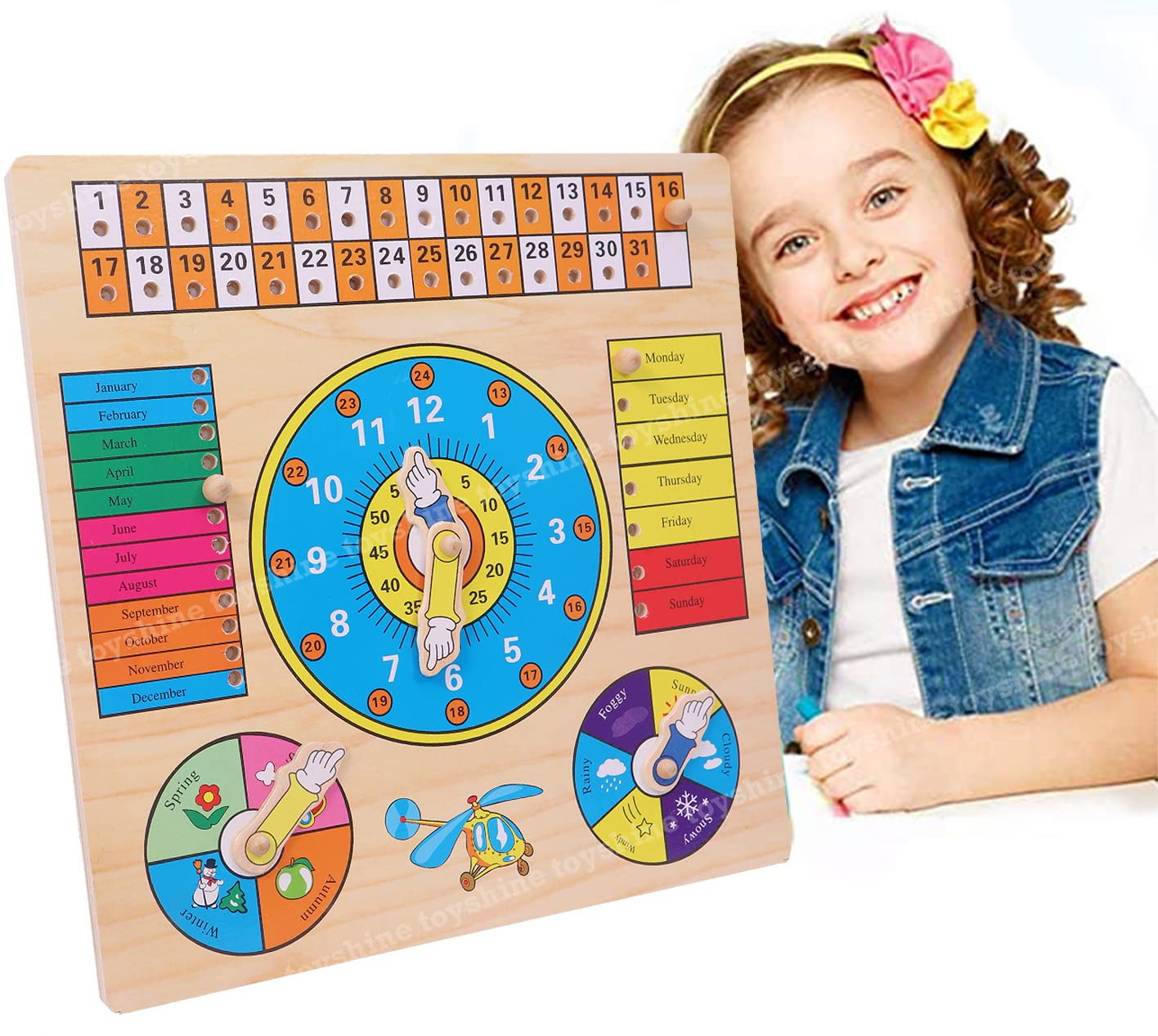 calendrier éducatif en bois interactif pour enfants